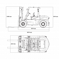 Чертеж Вилочный погрузчик Aurora Forklift CPCD70-W2K2, 7т, дизельный
